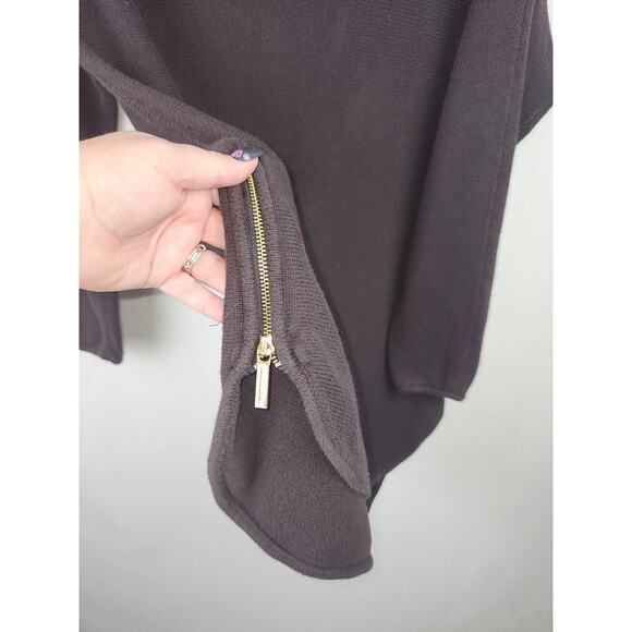 Michael kors Women's L Brown soft Professional classic sweater W zipper detail. - Picture 2 of 14